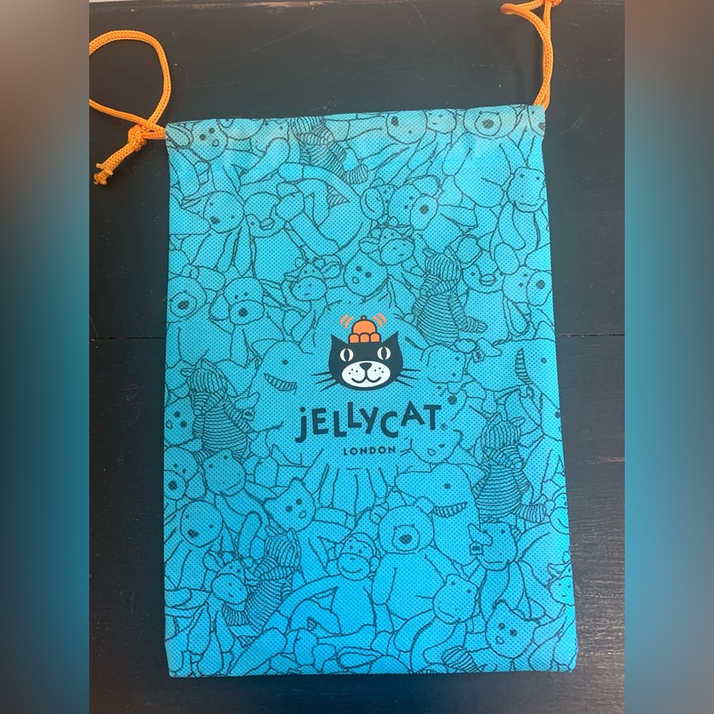 Jellycat Turquoise Drawstring Bag with Orange Accents